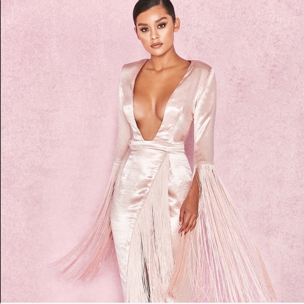 Fringe house of cb satin dress